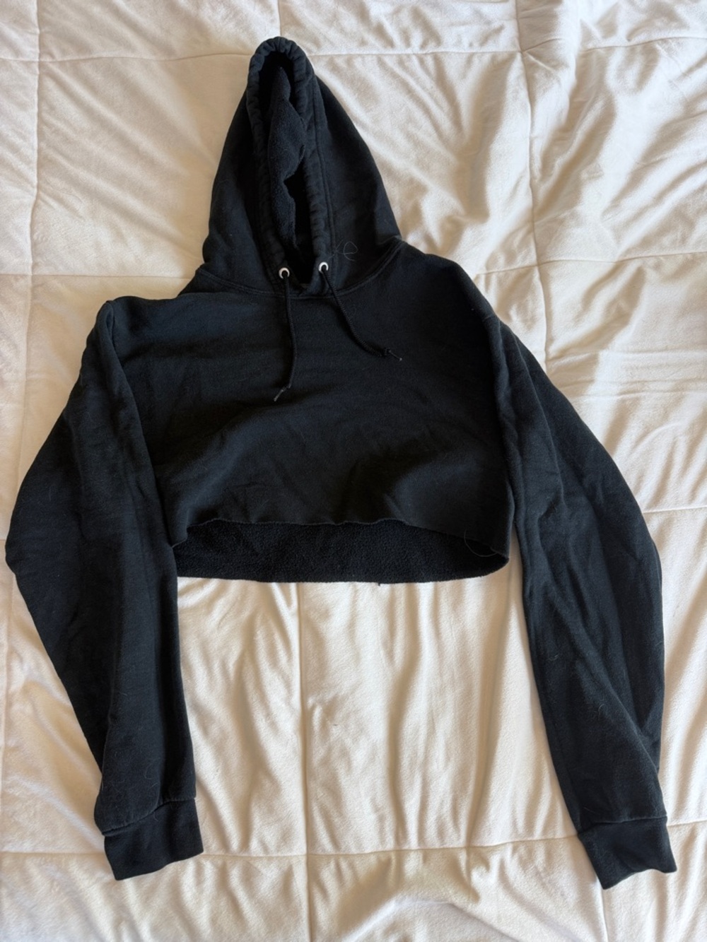 Black Cropped Hoodie - Women Tops